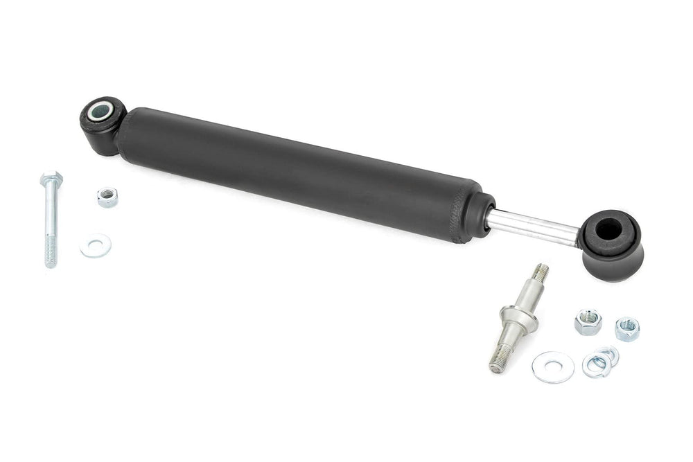 Rough Country RC10317 steering stabilizer piston rod reduces bump steer for smoother Jeep steering