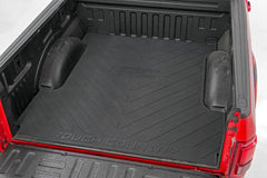 Rough Country rubber bed mat for 2015-2022 F-150 fits precisely to protect the bed floor.