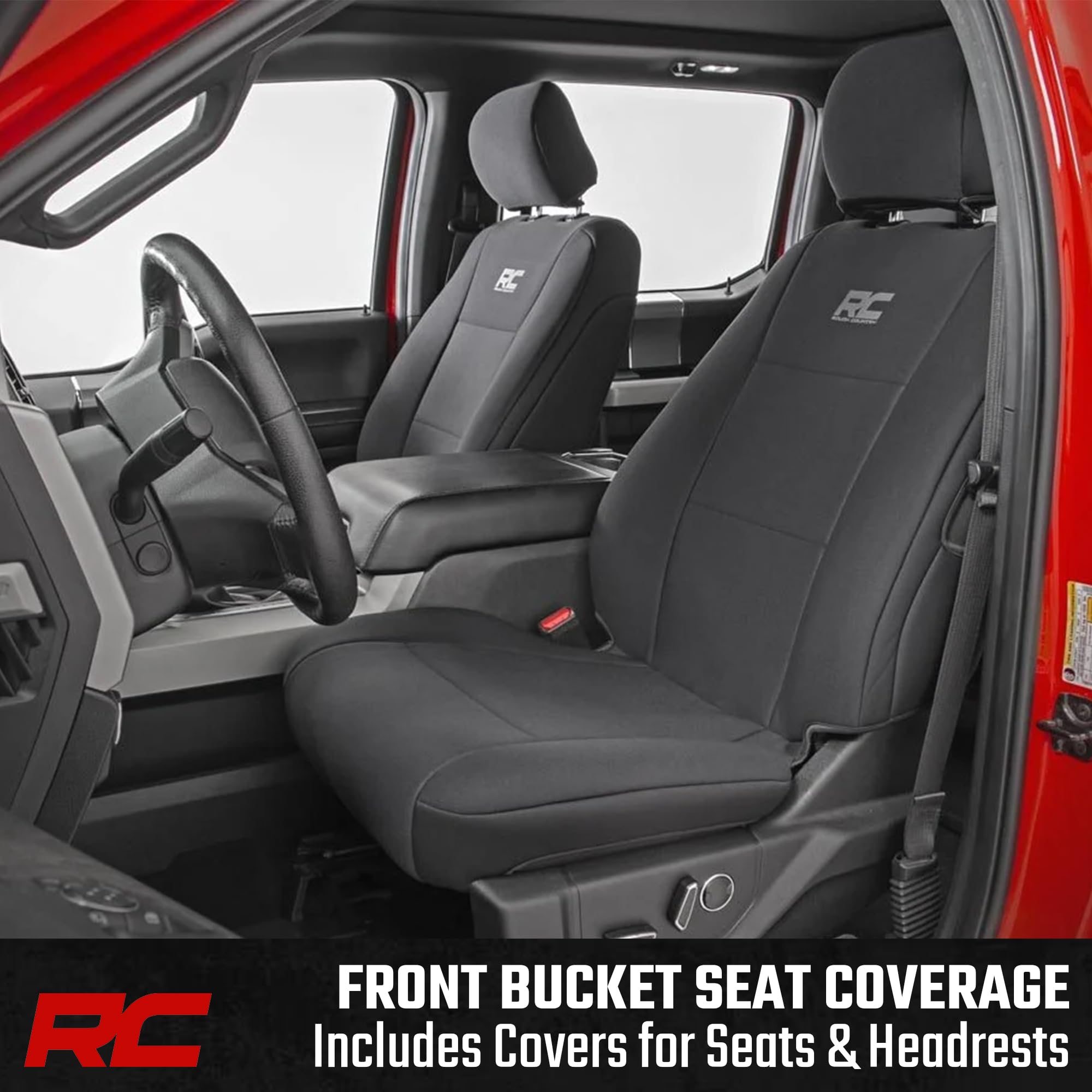 Rough Country seat-cover material closeup showing durable neoprene texture