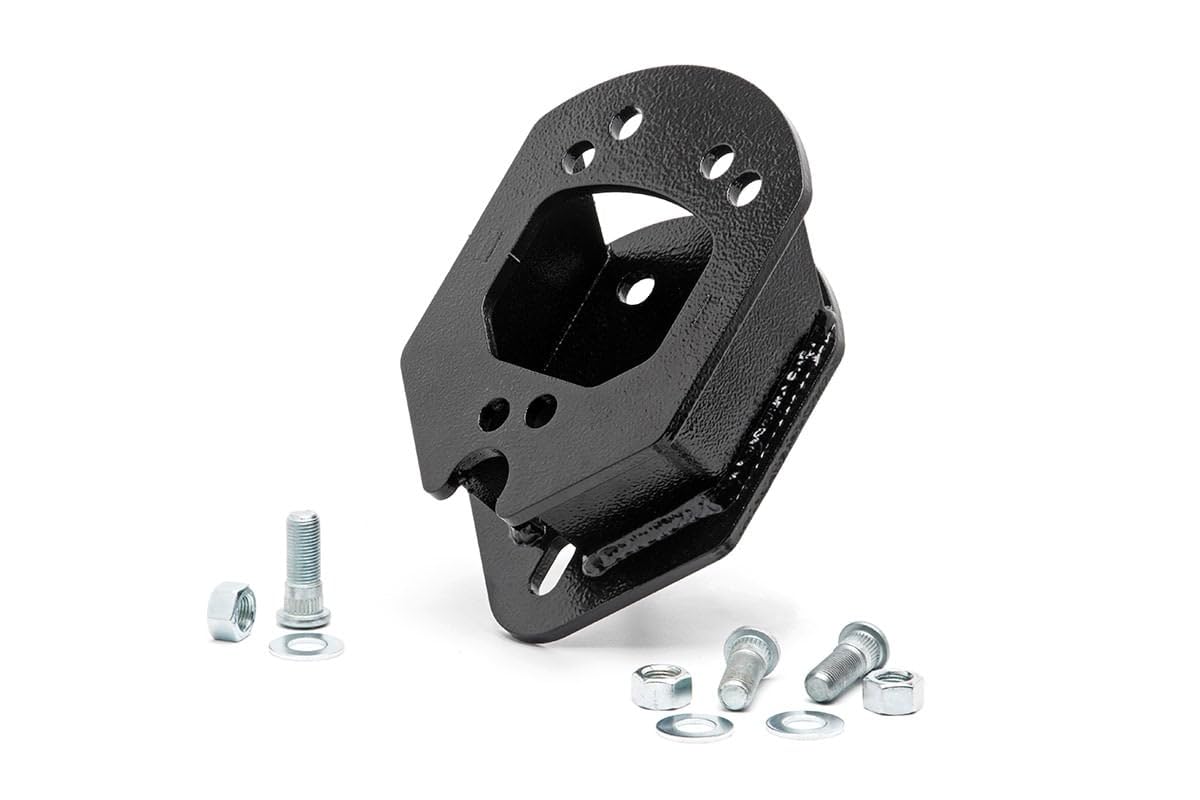Rough Country spare tire carrier spacer on a Wrangler with a 33-inch tire for JK/TJ/YJ.