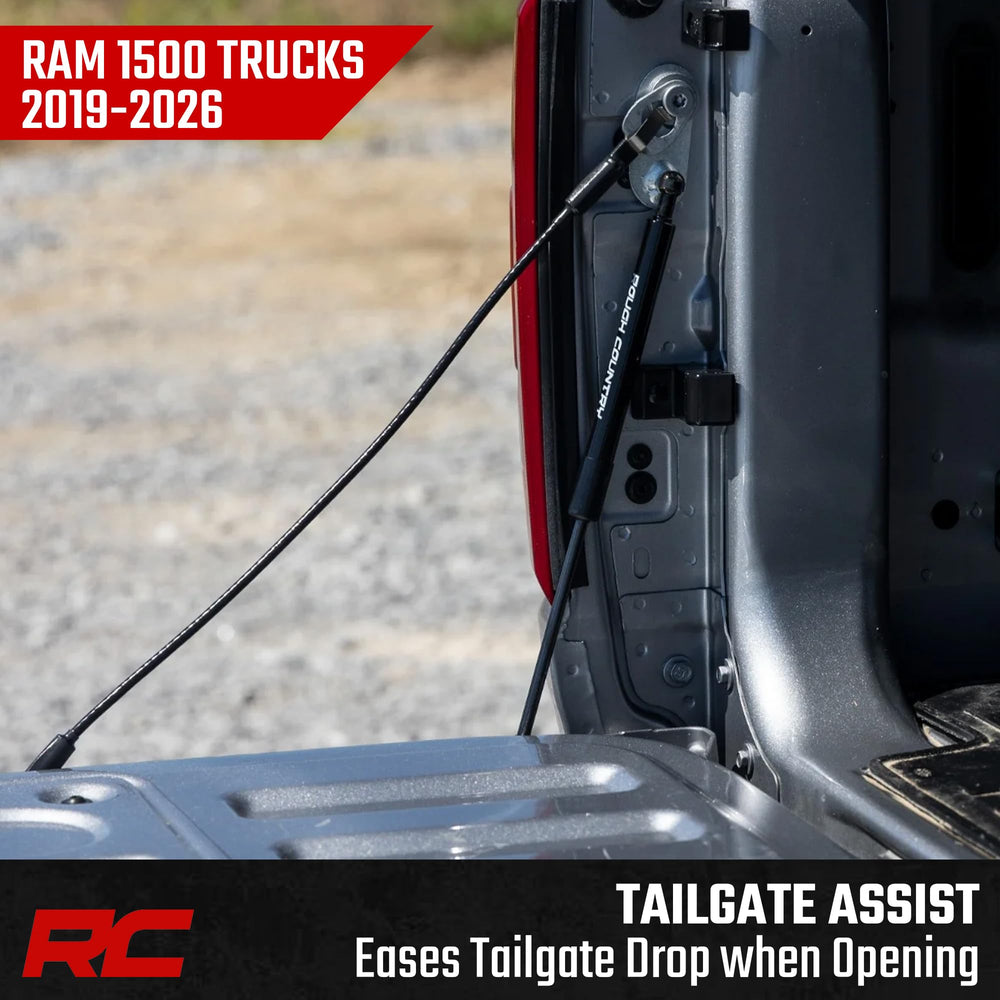 Installation of Rough Country tailgate assist on Ram 1500 driver side without drilling