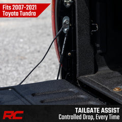 Rough Country tailgate assist installed on Toyota Tundra in use