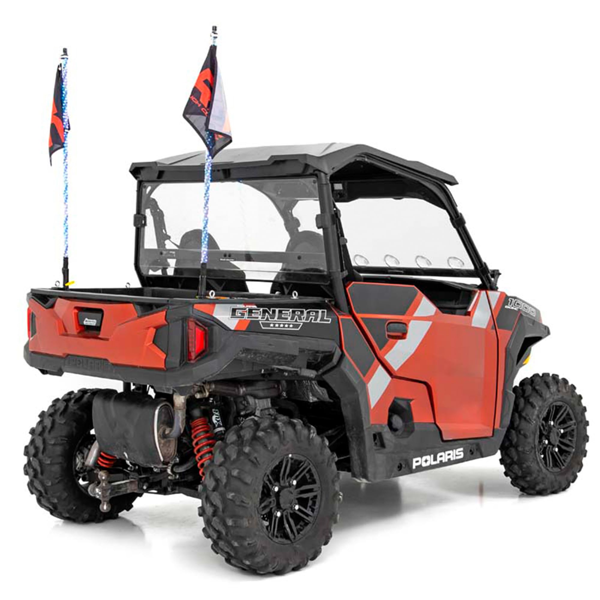 Rough Country trail-ready installation demonstrating quick, secure whip-light attachment