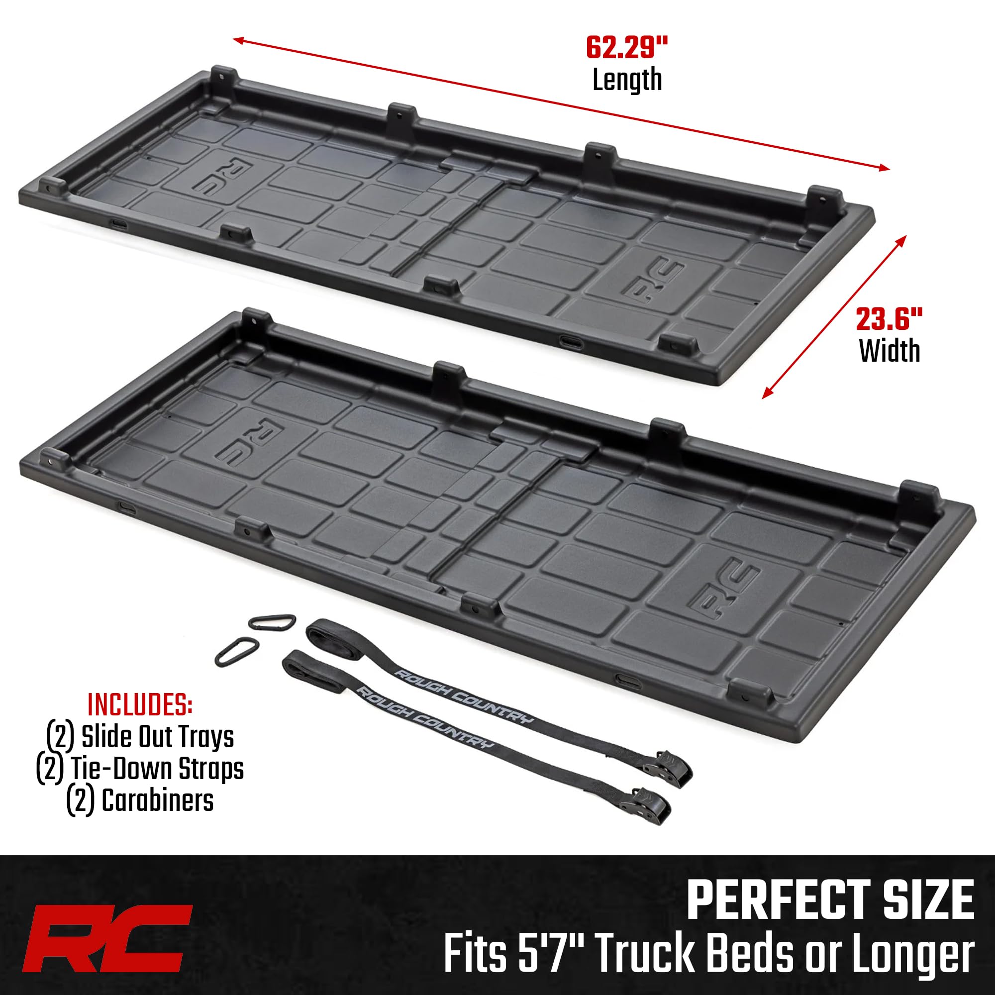 Rough Country bed-cover compatible tray fits under most covers