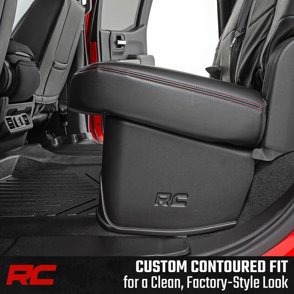 Rough Country under-seat storage anti-skid surface keeps items from sliding during drives.