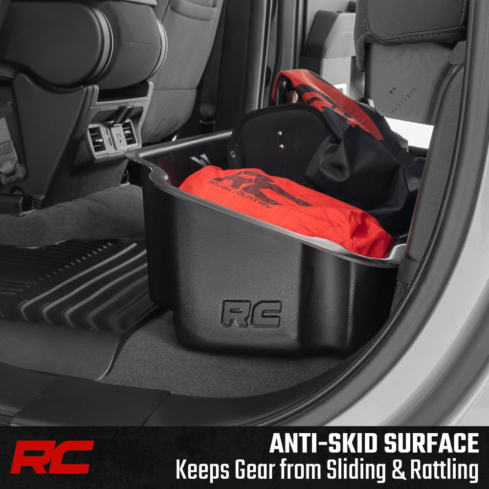 Rough Country optional lockable lid adds security for stored gear under the rear seat.