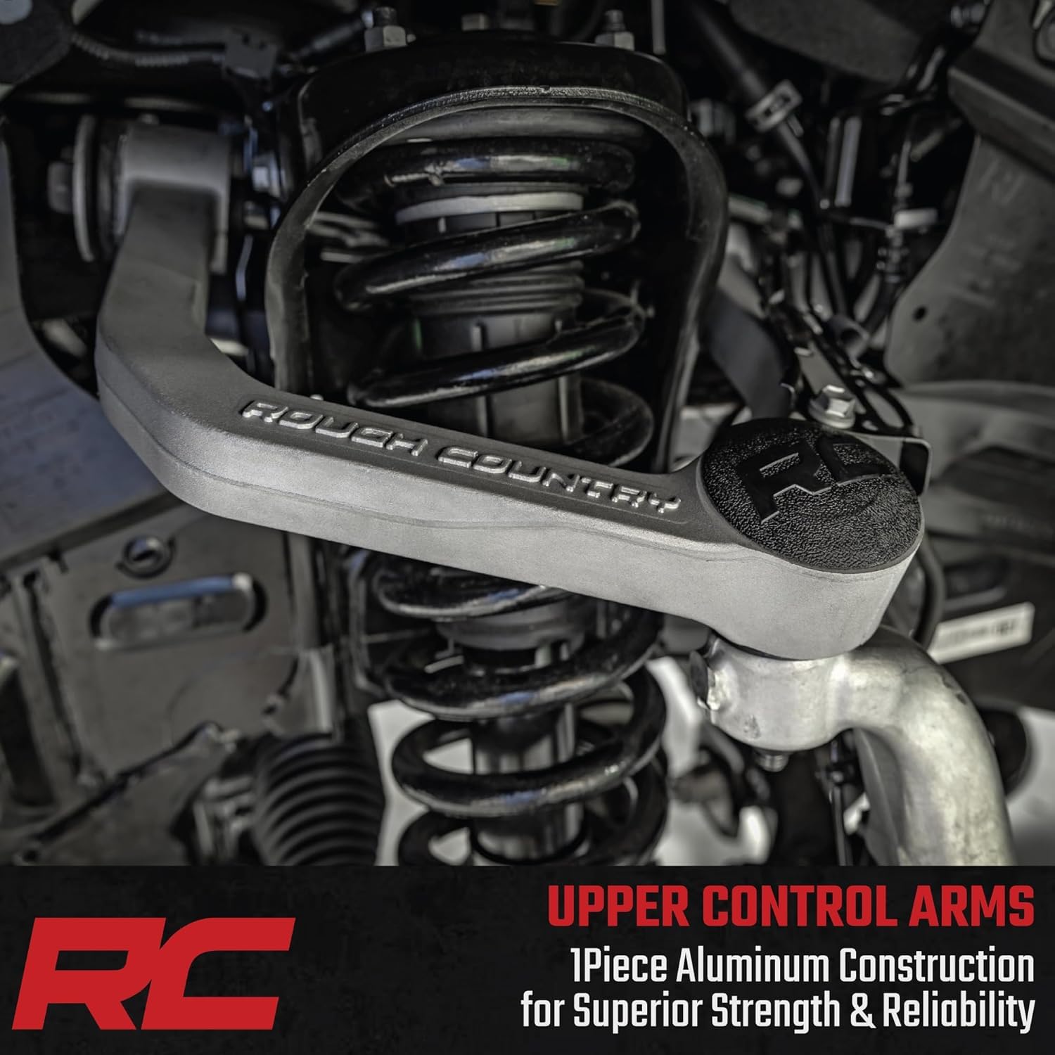 Rough Country upper control arm backed by a limited lifetime replacement warranty.