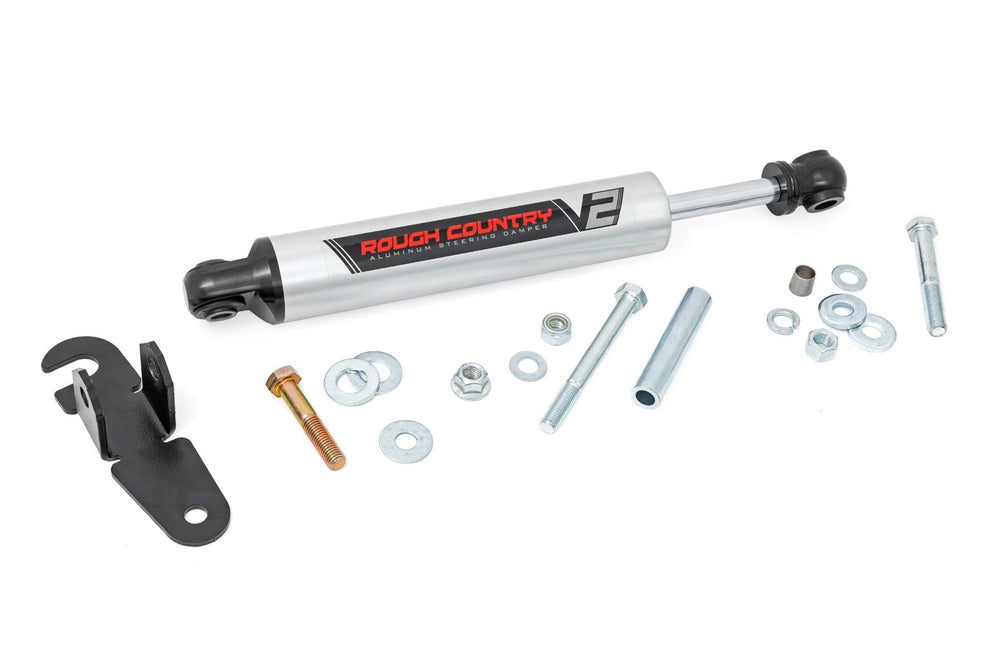 Rough Country V2 stabilizer chrome 18mm piston rod for enhanced steering precision