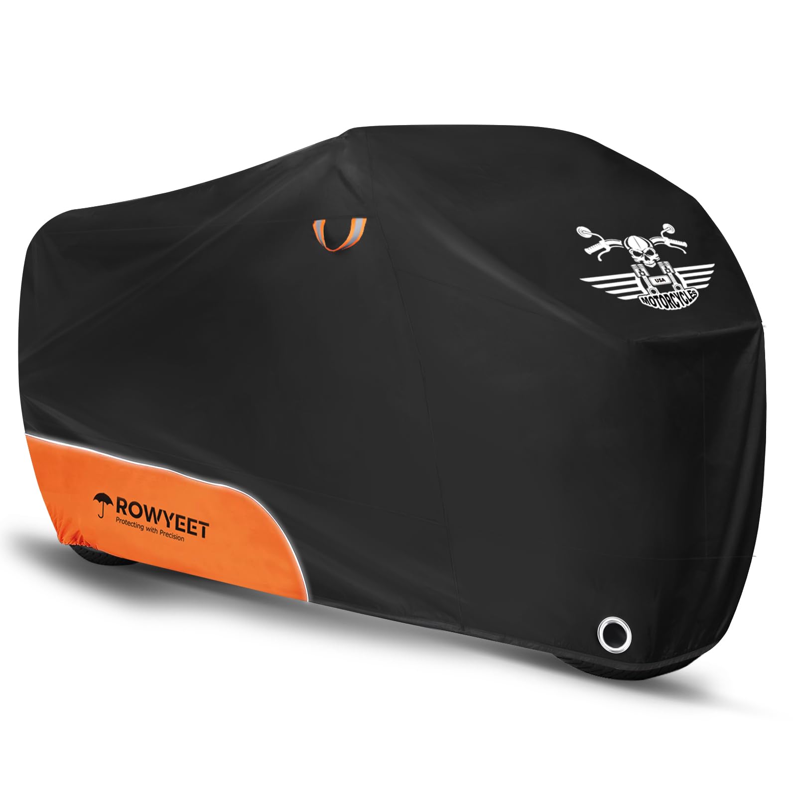 ROWYEET motorcycle cover with waterproof fabric protecting bike from rain