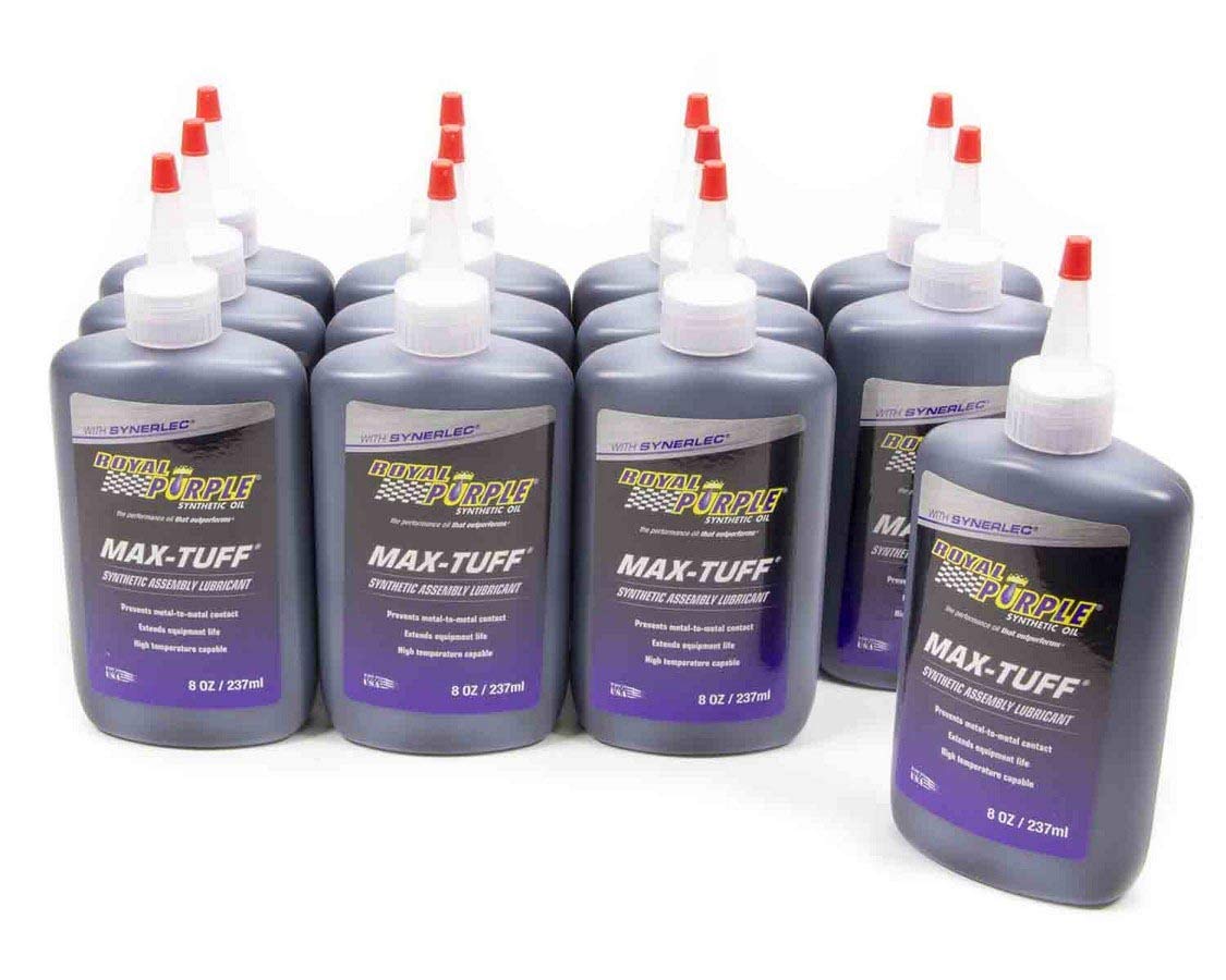 Royal Purple Max-Tuff bottle open for tough assembly lubrication.