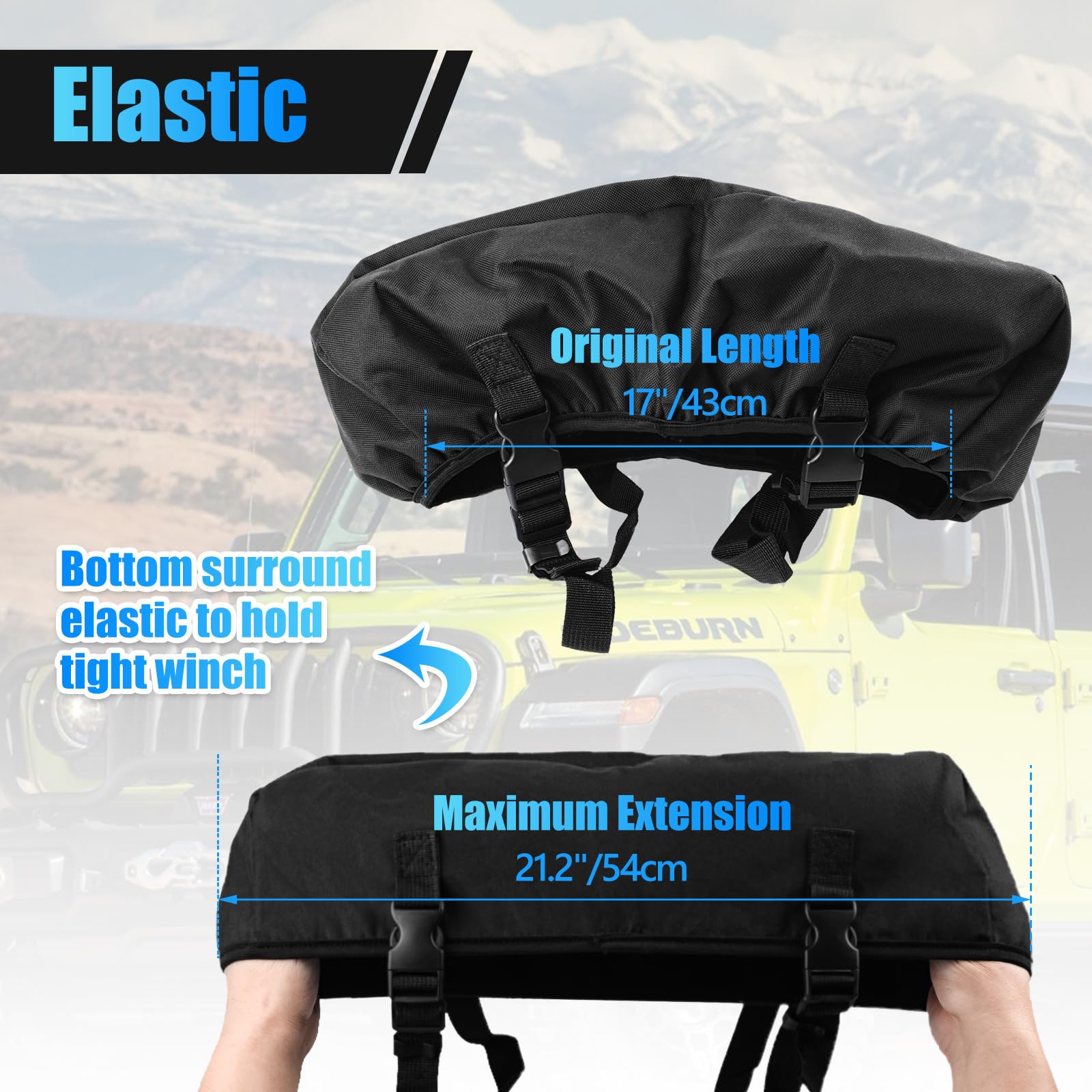 Royitay winch cover fits 2500–5500 lbs winches, up to 6000 lbs for some models