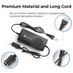 RoyPow AC to DC converter powering a tire inflator for quick setups