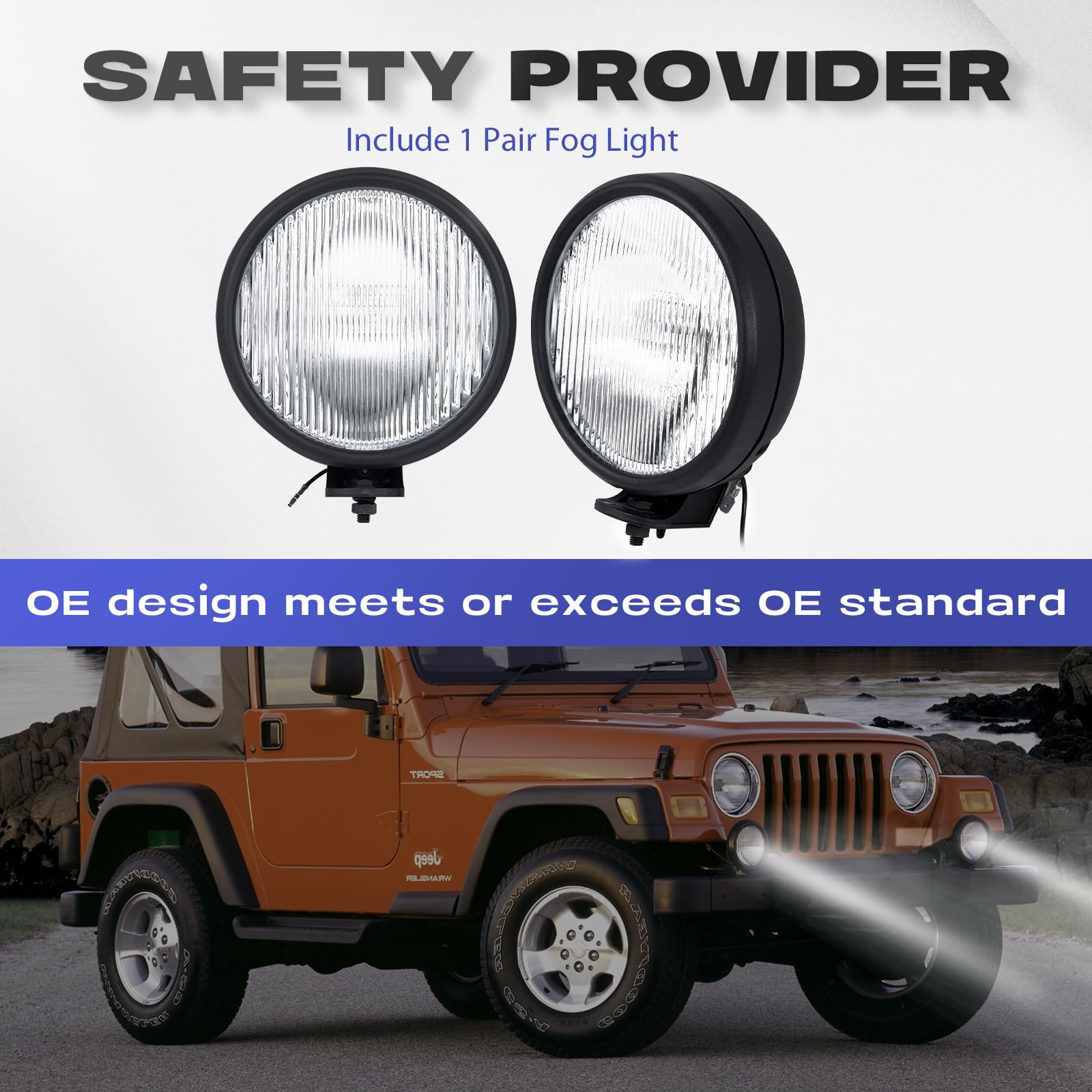RP Remarkable Power Wrangler TJ fog light right improves road illumination