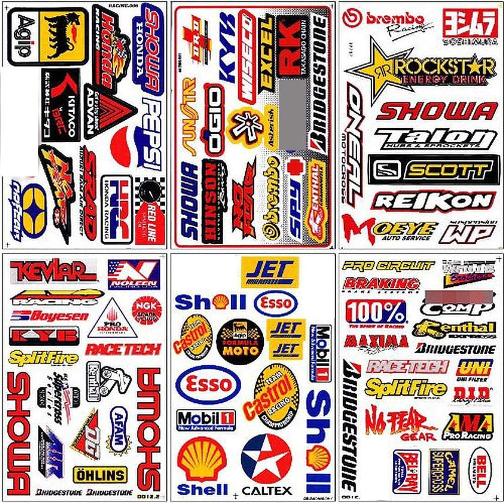 R and R Imports racing stickers sheet with bold motorsport designs for gear customization.