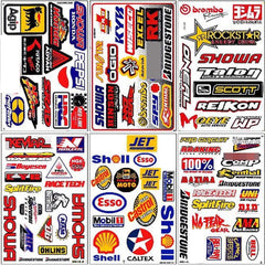 R and R Imports racing stickers sheet with bold motorsport designs for gear customization.