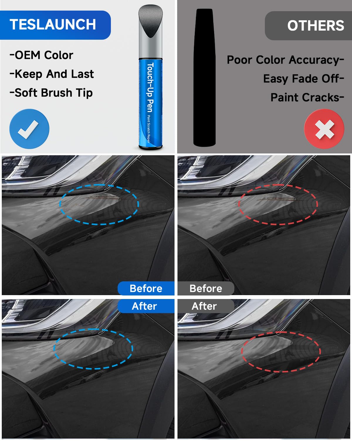 RSACET 202 black Toyota touch-up pen body designed for easy application