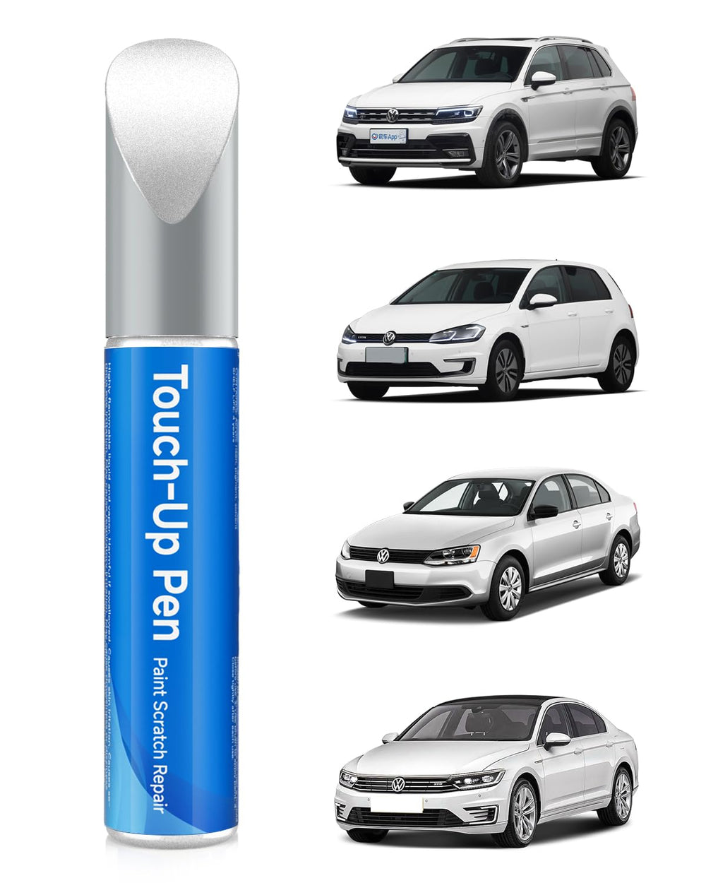 RSACET LC9A/0Q Pure White touch-up pen cap demonstrates precise color matching for VW.