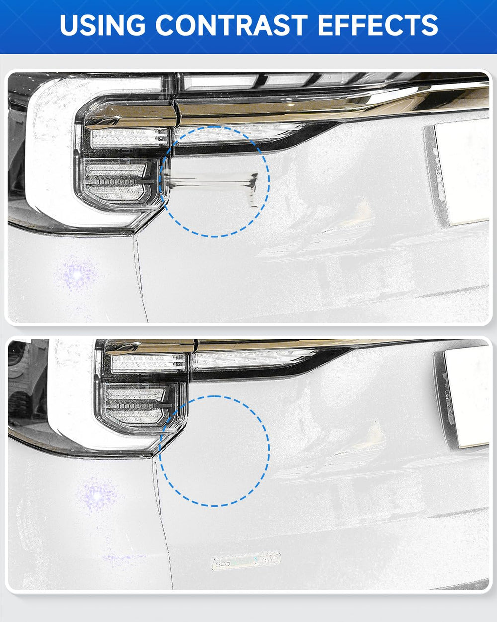 RSACET scratch repair finish using dot-dab technique for even coverage.