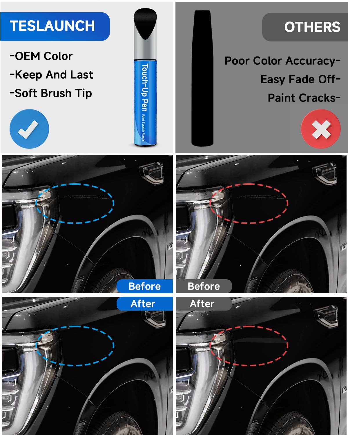 RSACET scratch repair on GMC panel shows color-matched blend.