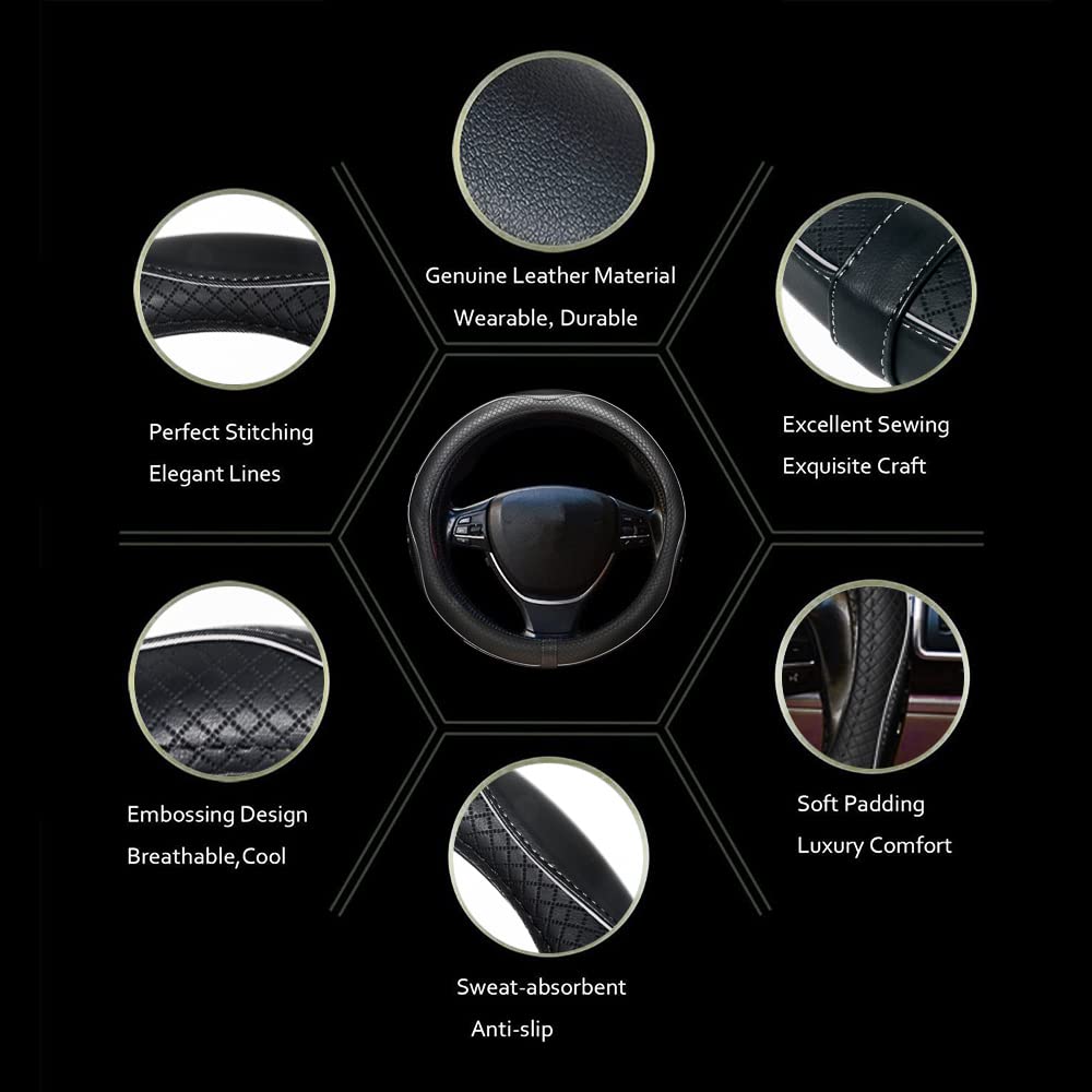 Rsept steering wheel cover inner natural rubber delivers comfortable, breathable ride
