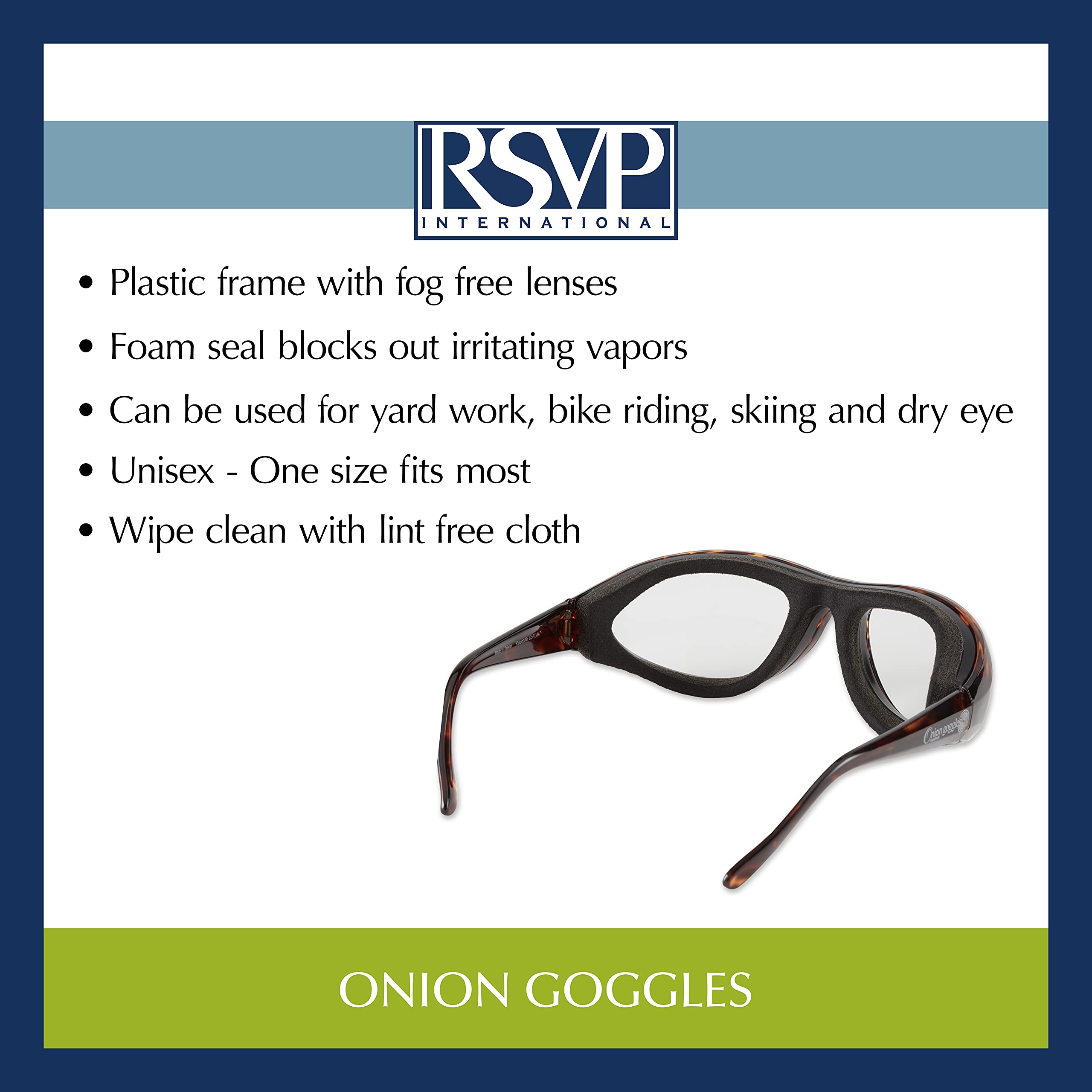 RSVP Endurance Onion Goggles Black on-counter use during prep tasks