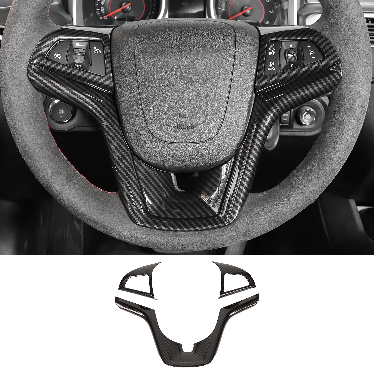 RT-TCZ Camaro steering trim with carbon fiber detail enhances interior style