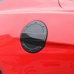 RT-TCZ Mustang installation view of carbon fiber fuel filler door on 2015-2023 model.