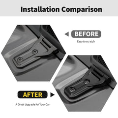 RT-TCZ hood hinge cover, matte black finish on Wrangler, fade-resistant.