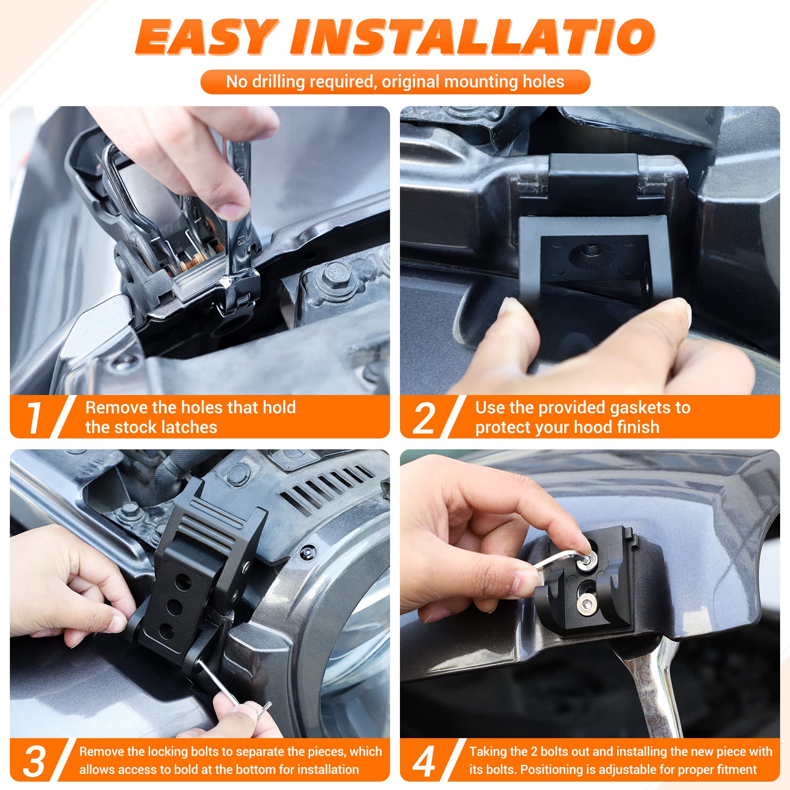 RT-TCZ hood lock black finish for a sleek, durable exterior