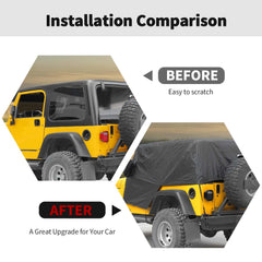RT-TCZ UV-protection cover reduces interior heat for Jeep Wrangler TJ.