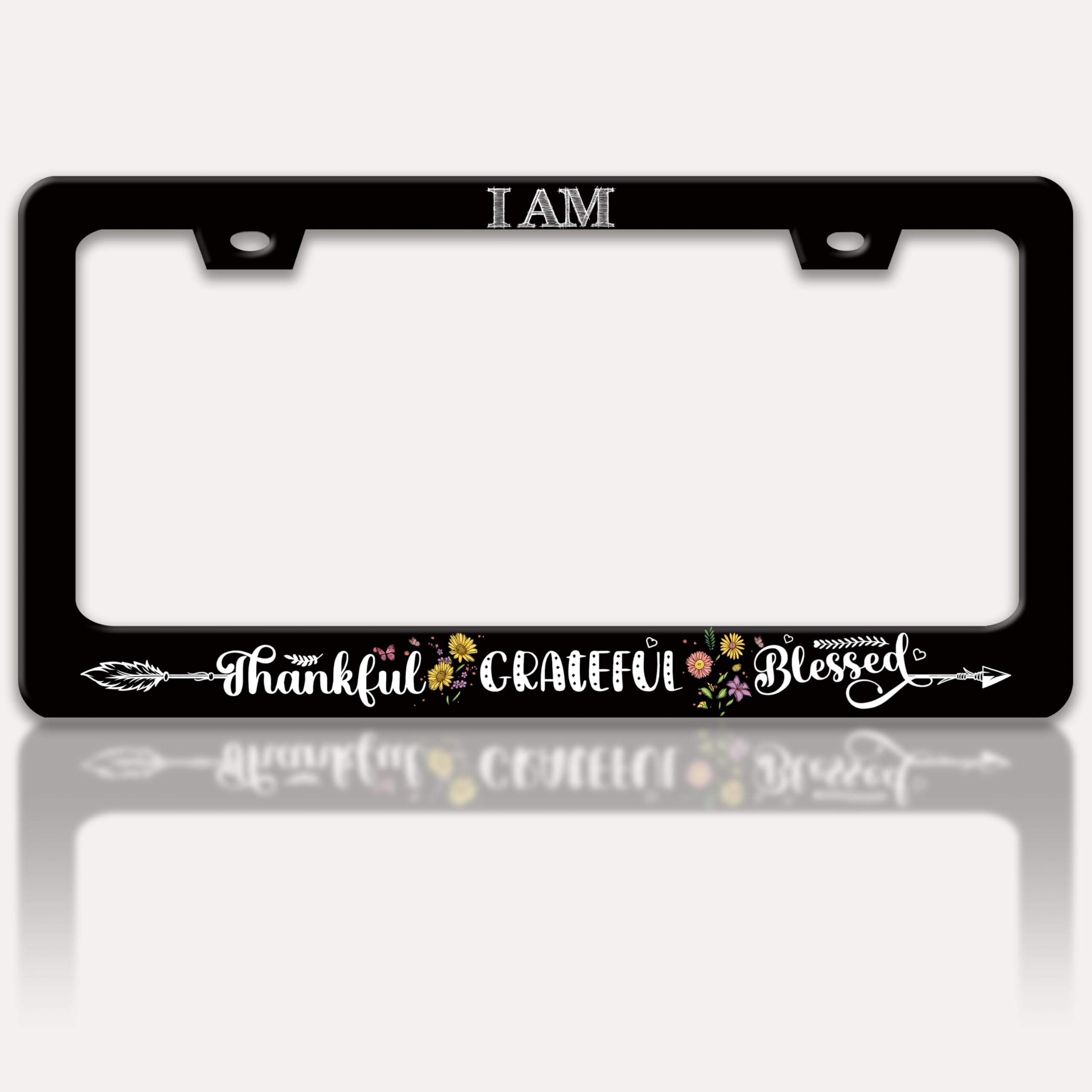 RTINRAN Grateful license frame with faith motif enhances vehicle style and personalization.