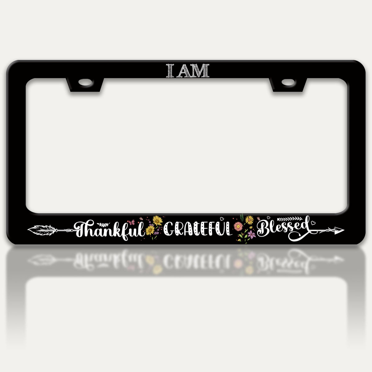 RTINRAN Grateful license frame with faith motif enhances vehicle style and personalization.