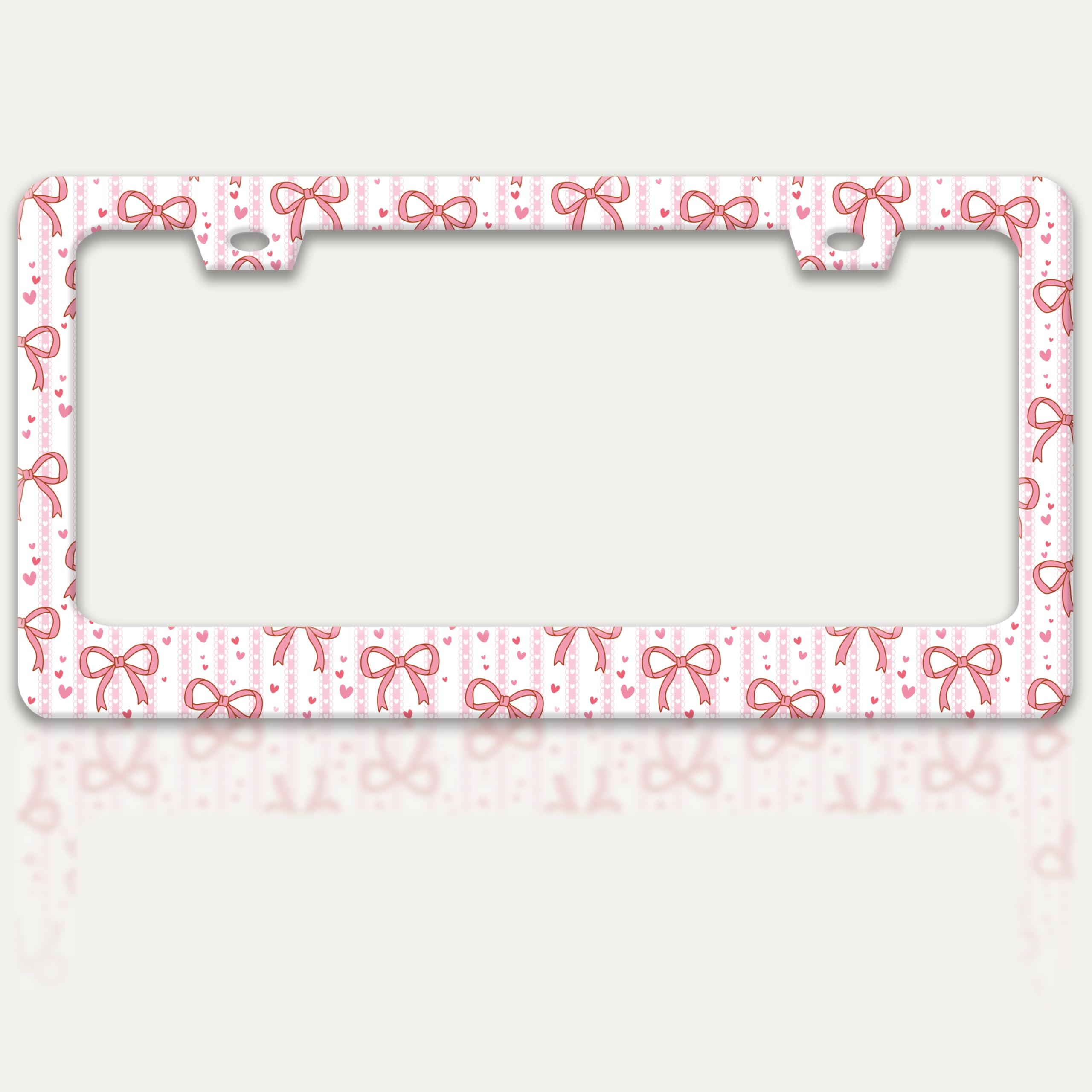 RTINRAN pink bow license frame adds playful personality to your car.