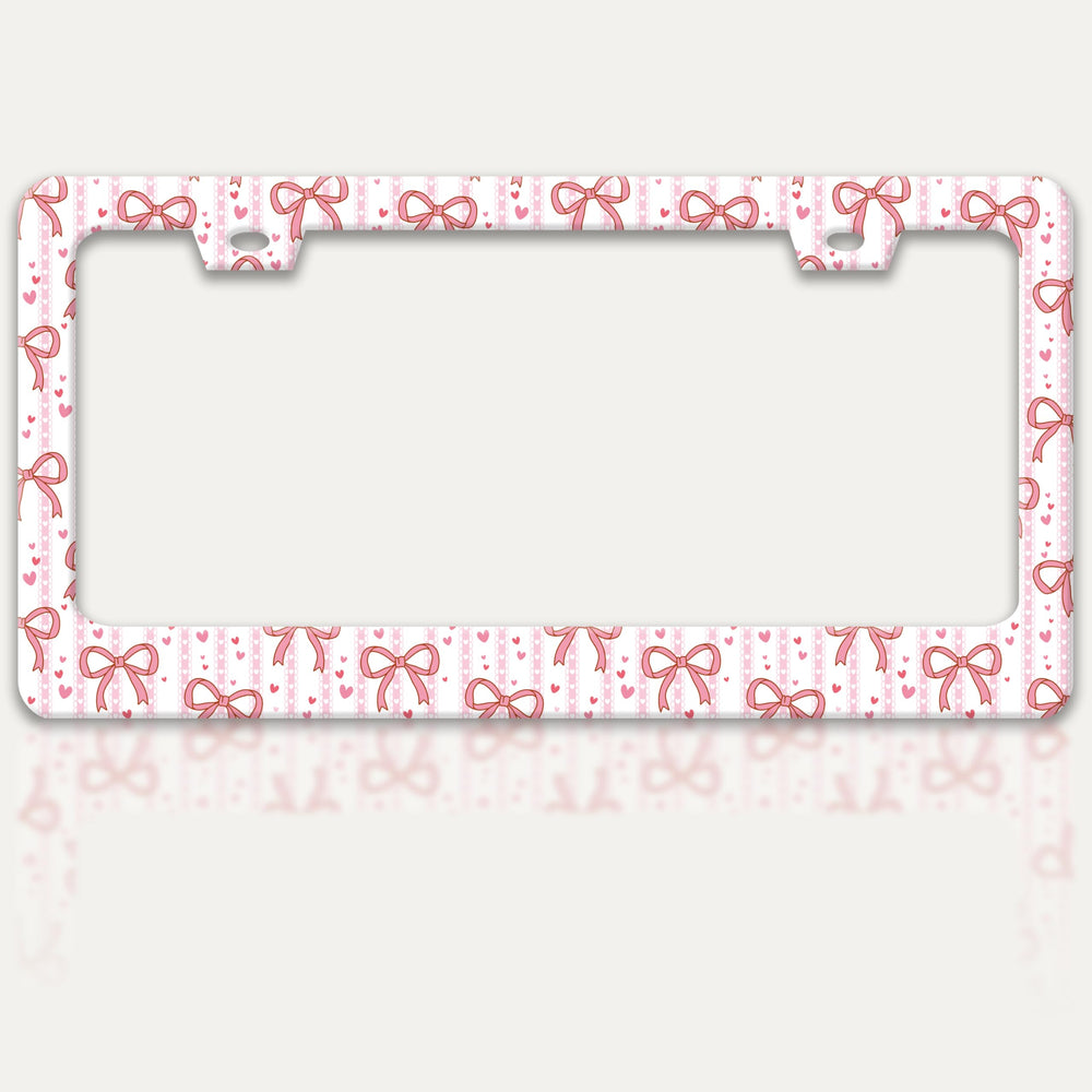 RTINRAN pink bow license frame adds playful personality to your car.