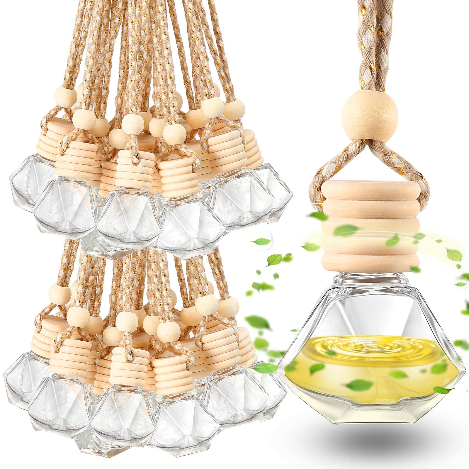 Rtteri diamond car diffuser bottle with wooden cap for stylish scent.