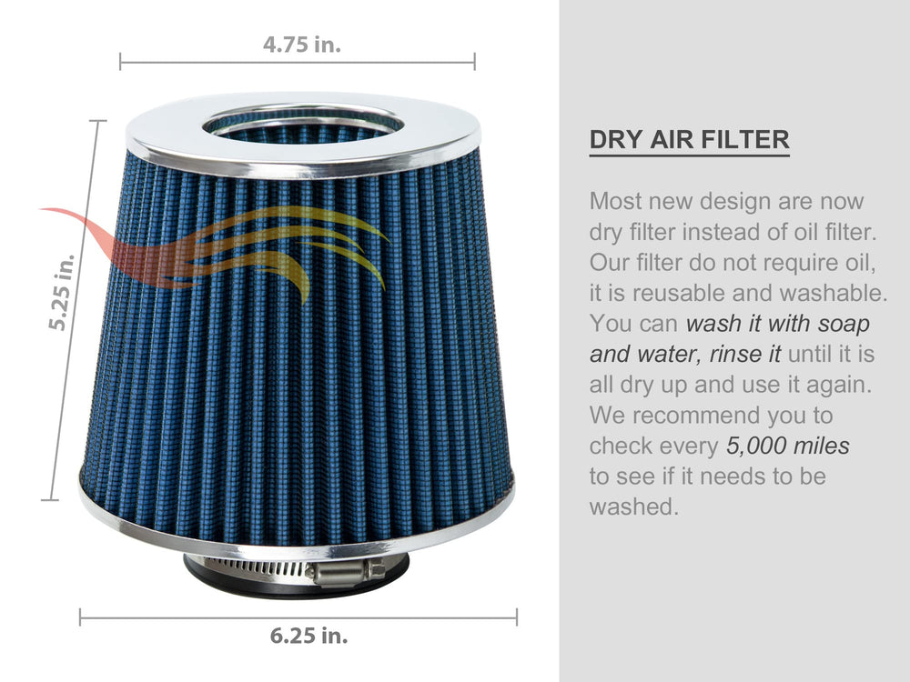 Rtunes Racing 8-inch tall air filter suitable for truck intake systems