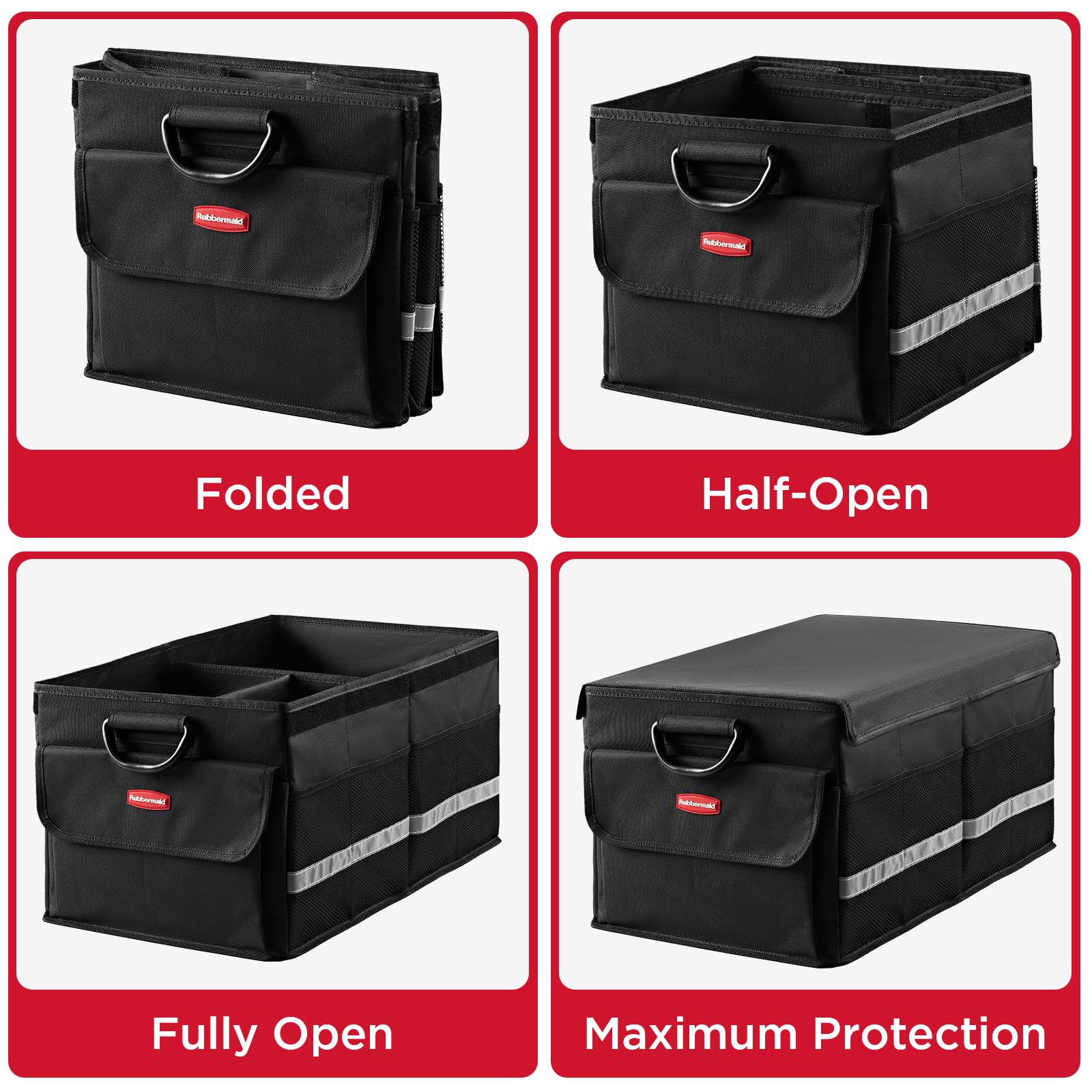 Rubbermaid car organizer folds flat for compact storage when not in use