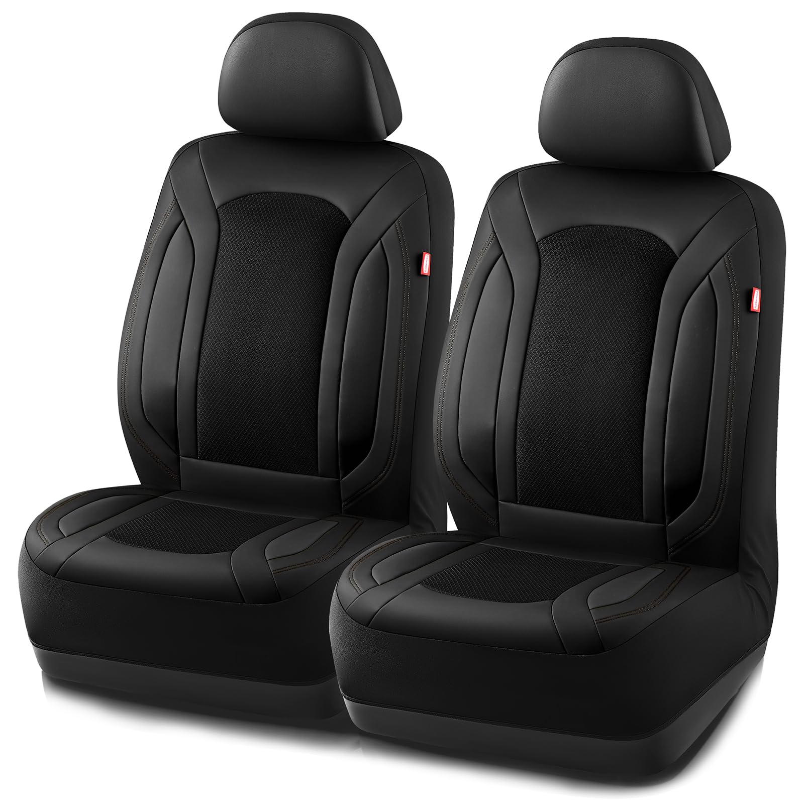 Rubbermaid Leather Mesh Front Seat Cover highlights breathable design for cooler, more comfortable drives.