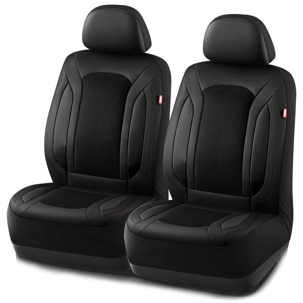 Rubbermaid Leather Mesh Front Seat Cover highlights breathable design for cooler, more comfortable drives.