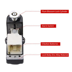 Ruby.Q alarm disc lock package includes storage bag and keys for easy transport.