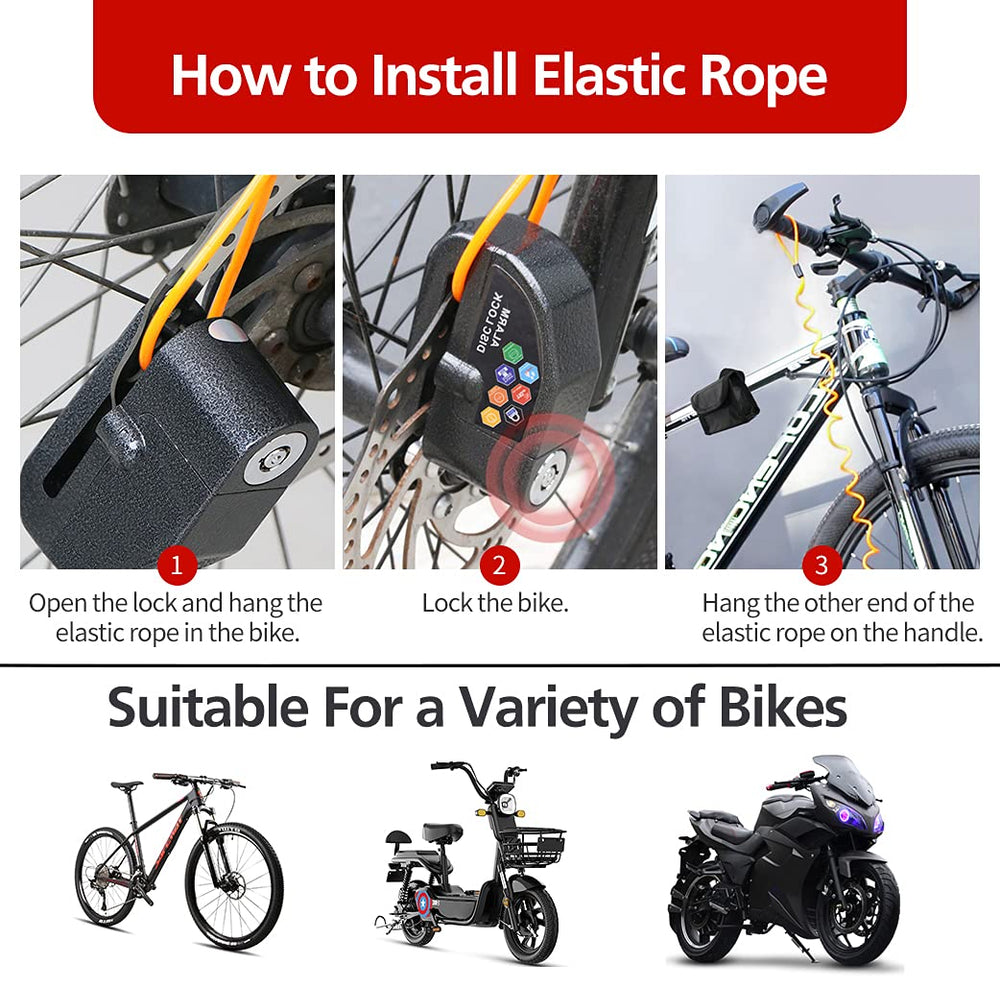 Ruby.Q alarm disc lock heavy-duty steel body resists rain and rust.