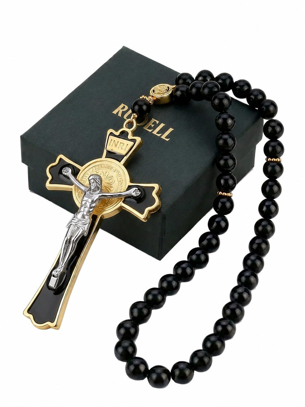 RUDELL Catholic Car Rosary for rearview mirror with 40 beads for daily faith on the road.