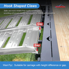 Ruedamann truck ramps show hook-claw design for secure attachment.
