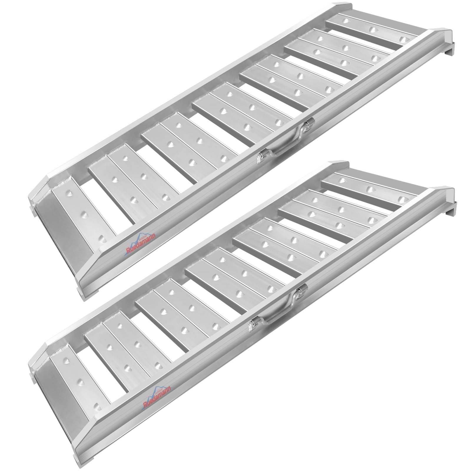 Ruedamann truck ramps in aluminum showcase lightweight strength for easy loading.