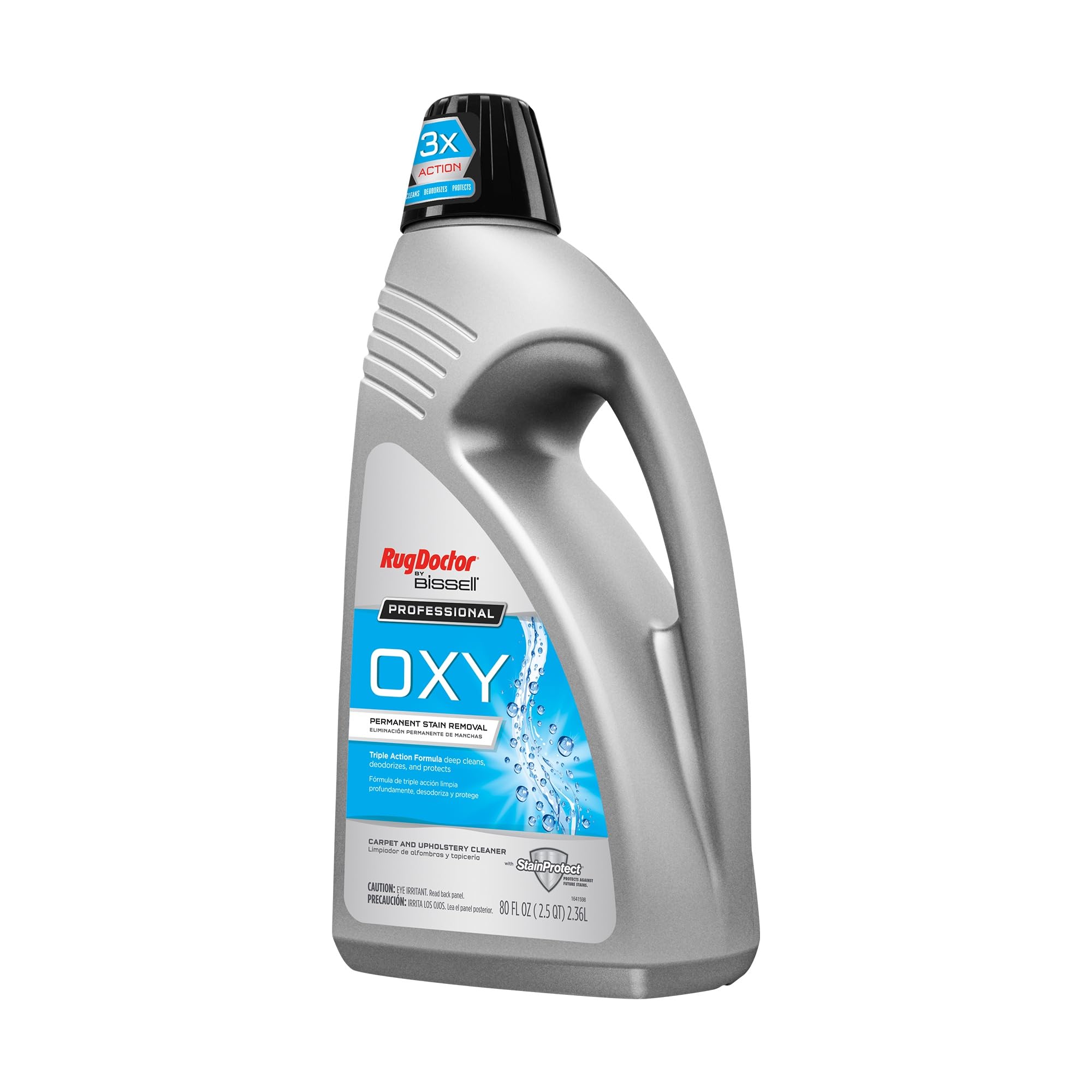 Rug Doctor by BISSELL triple-action foam illustrates stain-fighting formula for wine and mud.