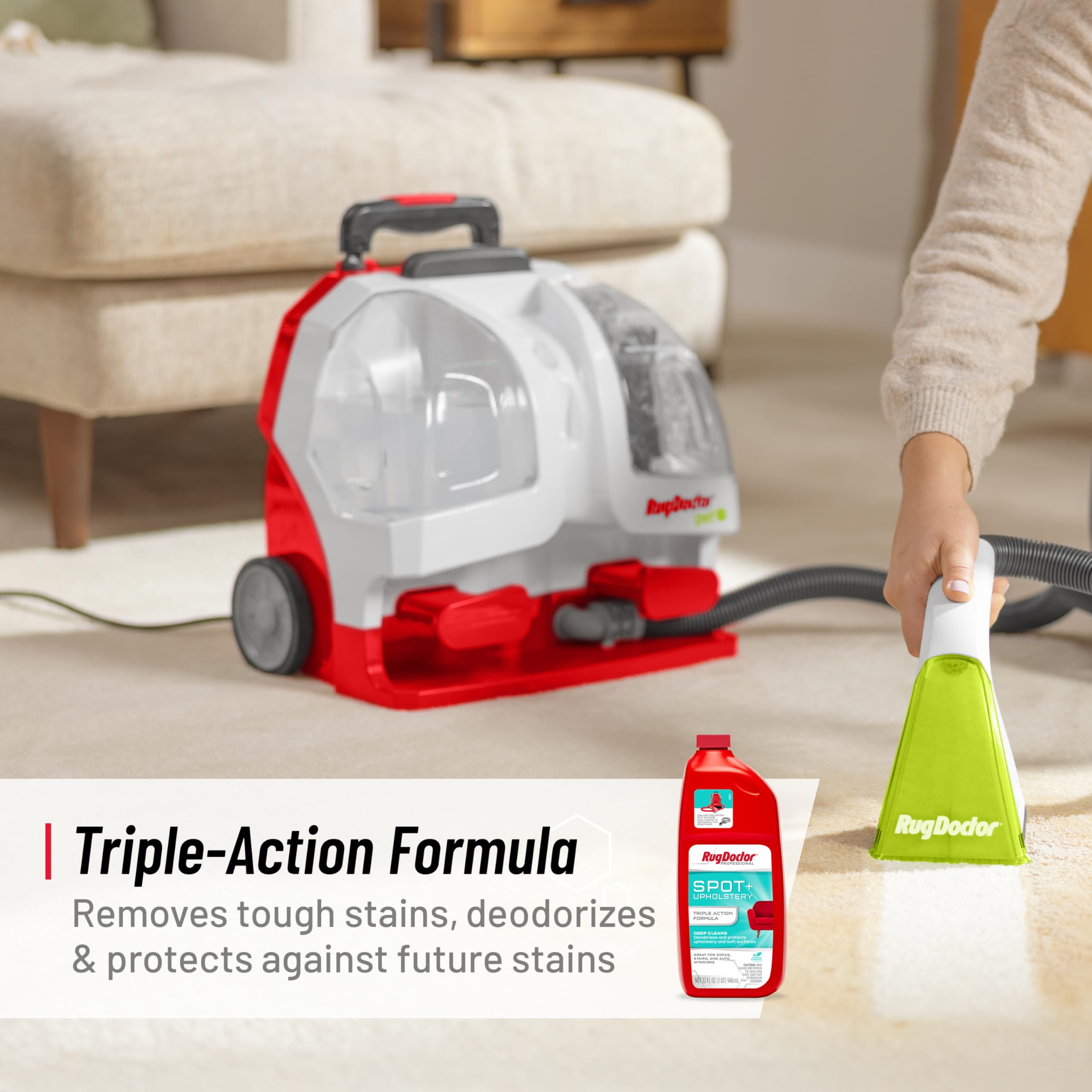 Rug Doctor Pet Portable Spot Cleaner after-use result with reduced stains and odors.