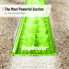Rug Doctor Pet Portable Spot Cleaner extended handle demonstrates portable ease on stairs.