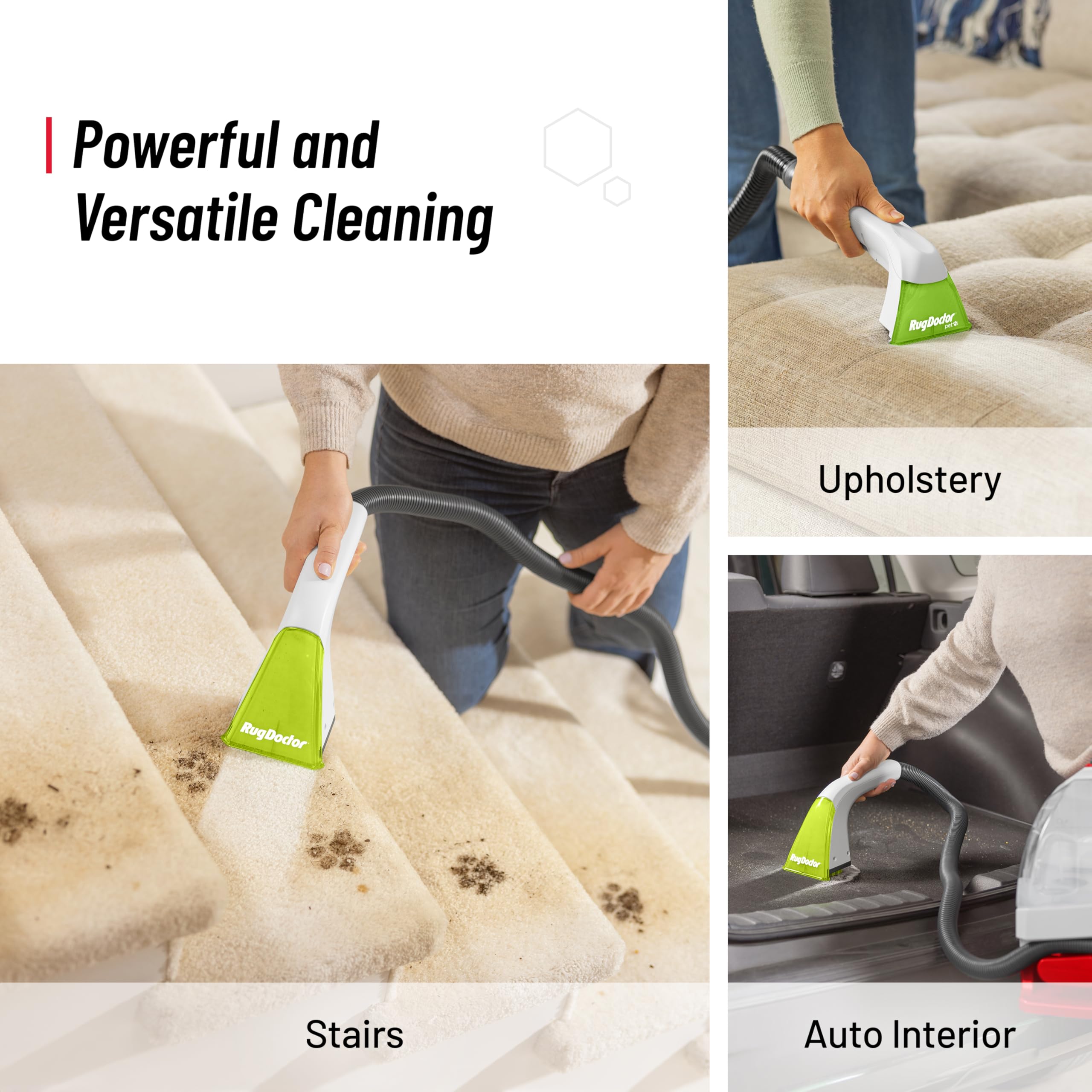 Rug Doctor Pet Portable Spot Cleaner includes a trial-size solution for quick starts.