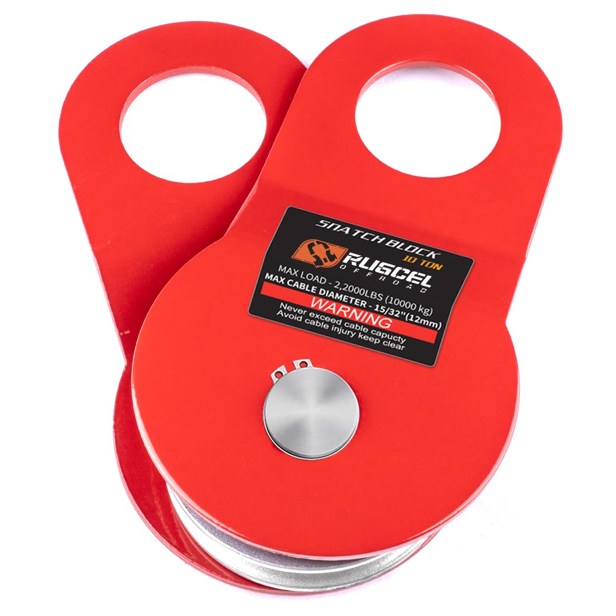 RUGCEL WINCH 10T snatch block assembly highlights rugged steel for tough off-road recovery.