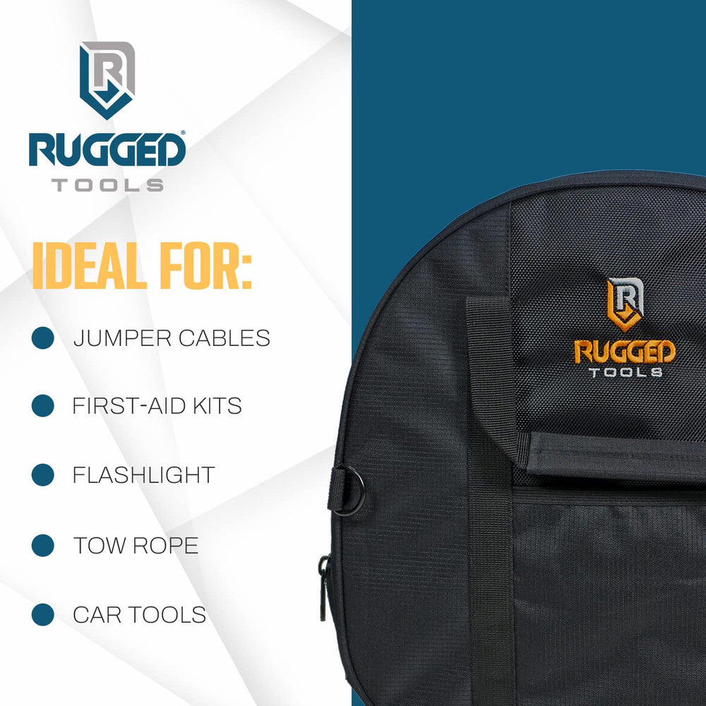 Rugged Tools cable bag compact design stays portable for on-the-go organization.